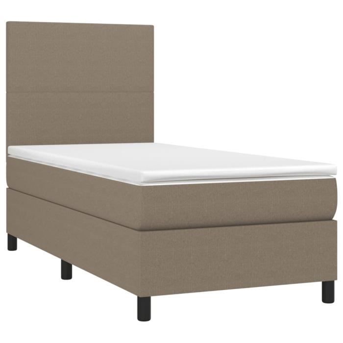 3141589 vidaXL Lit à sommier tapissier avec matelas Taupe 90x200 cm Tissu