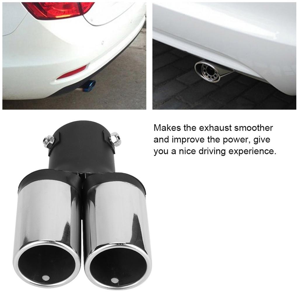 Stainless Steel Universal Car Modified Double Exhaust Pipe Rear Muffler Tip Tail Throat