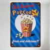 Vintage Hot Buttered Popcorn Metal Tin Sign with Starburst Logo - Rustic Retro Wall Decor for Cafe Restaurant Home Bar Man Cave