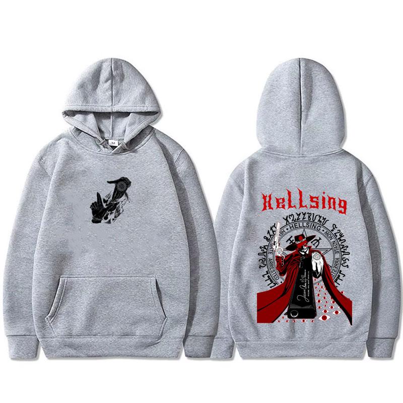 Anime Hellsing Vampire Alucard Graphic Hoodie Men Women Manga Oversized Pullover Hoodies Male Hooded Sweatshirt