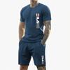 Summer New Casual Sports Suit Fashion Breathable Outdoor Men's Short-sleeved T-shirt + Training Shorts Two-piece Set