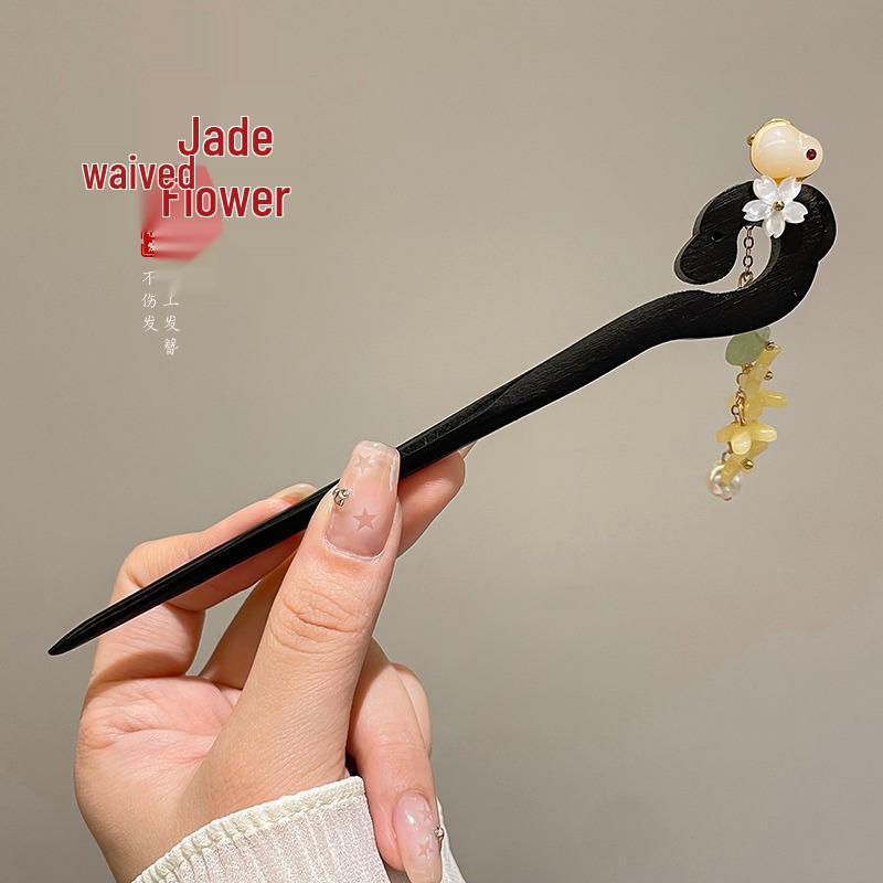 Traditional Sandalwood Hairpin for Chinese Cheongsam & Hanfu Updo