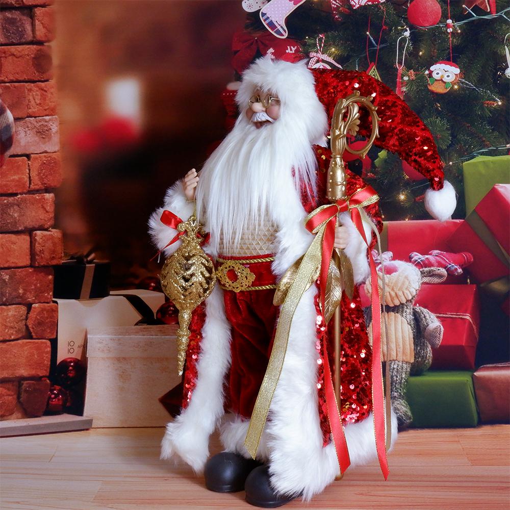 45CM Christmas Santa Claus Plush Dolls Toys Home Decoration Ornaments Christmas Decorations Handmade New Year Decor