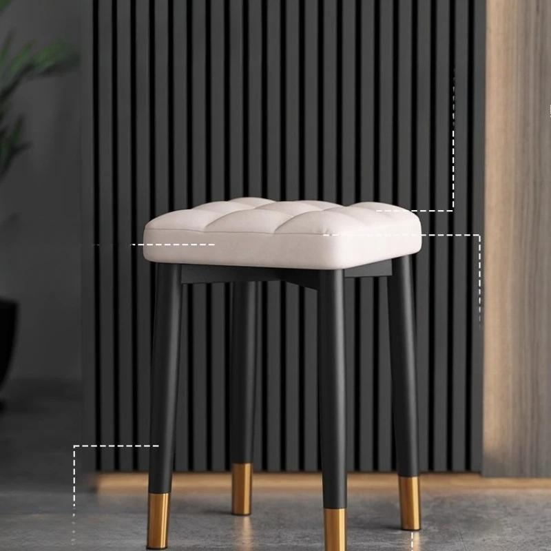 Nordic Home Luxury Upholstered Dining Chair Stackable Stool Simple Backrest Bedroom Makeup Chair for Dining Room