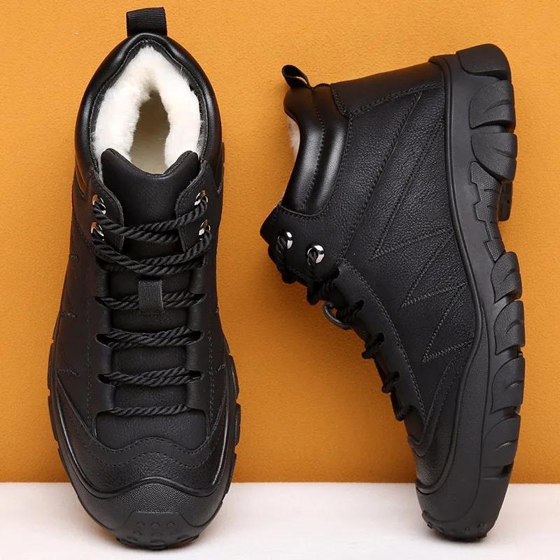 Winter  New Male Boots Thick Outdoor Antislip Footwear Leisure High Top Snow Boot Fashion Business Warm Men's Shoes Botas