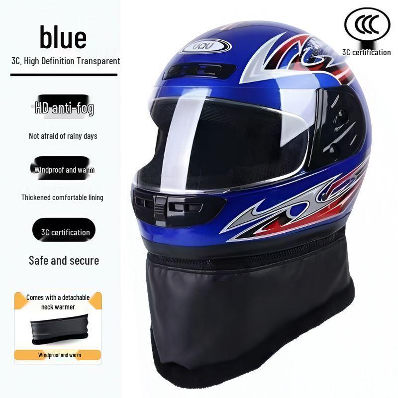 Autumn/Winter Anti-fog Electric Motorcycle Helmet, Class A Safety, Unisex.