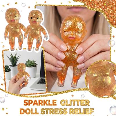 Soft Squishy Glitter Doll Toy Stress Relief Sensory Toy for Kids and Adults Flexible Squeeze Toy for Anxiety and Relaxation