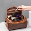 PU Leather Cosmetic Makeup Bag Waterproof Hanging Toiletry Bag Vintage Storage Handbag Father