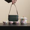 ZISIZ Palace Style Enamel Travel Tea Set