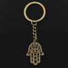Fashion Hamsa Palm Protection 35x24mm Pendant 30mm Key Ring Chain Silver Color Men Car Gift Souvenirs Keychain