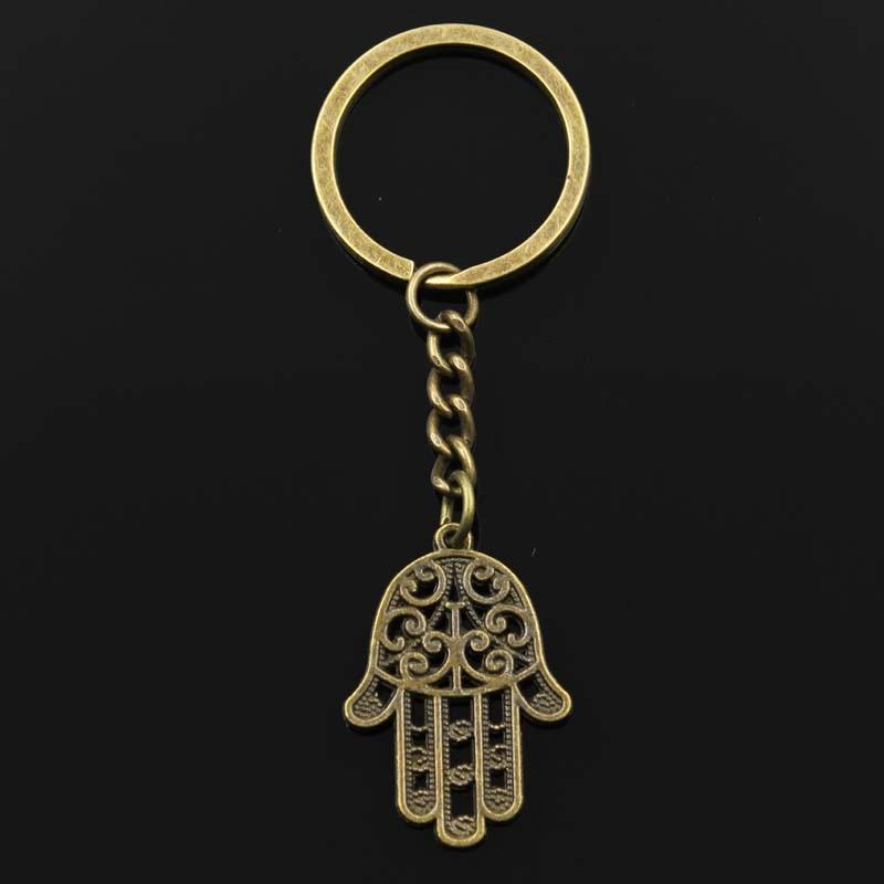 Fashion Hamsa Palm Protection 35x24mm Pendant 30mm Key Ring Chain Silver Color Men Car Gift Souvenirs Keychain
