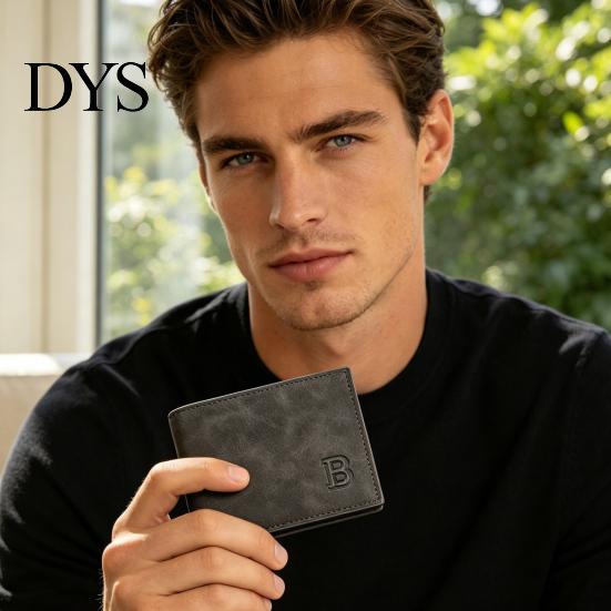 Pocket Short Wallet Men Bifold Minimalist with Zippered Coin Card Holder for Work Travel
