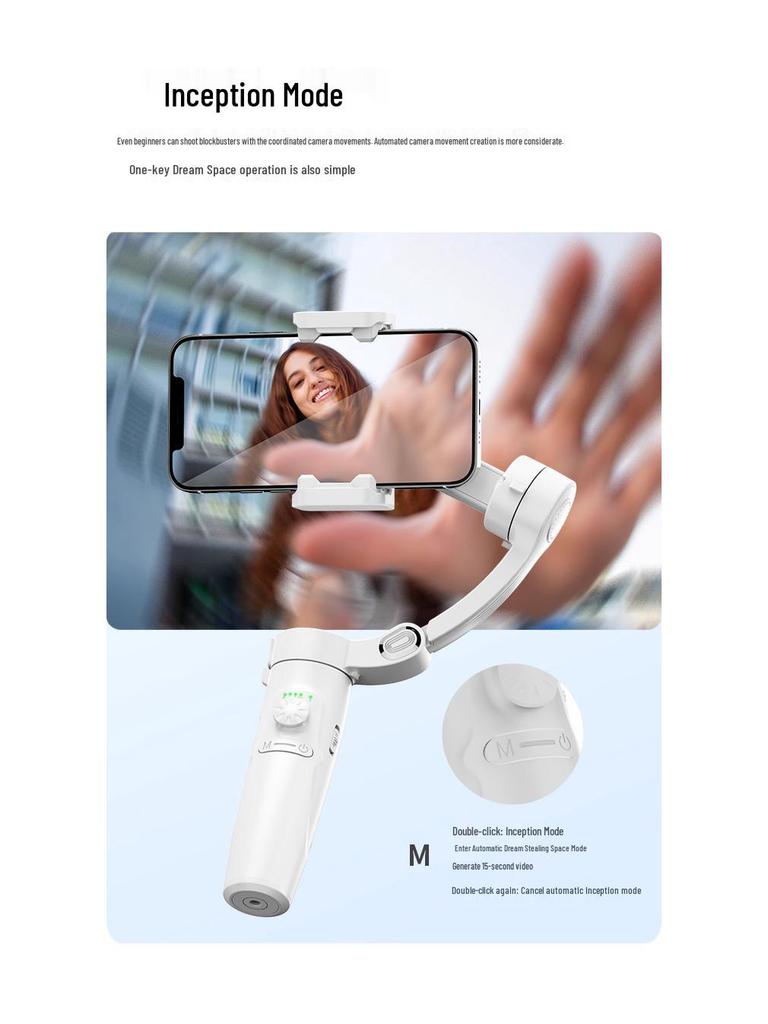 Three-Axis Handheld Gimbal for Smartphones with Face Tracking and Anti-Shake for Live Streaming and Photography