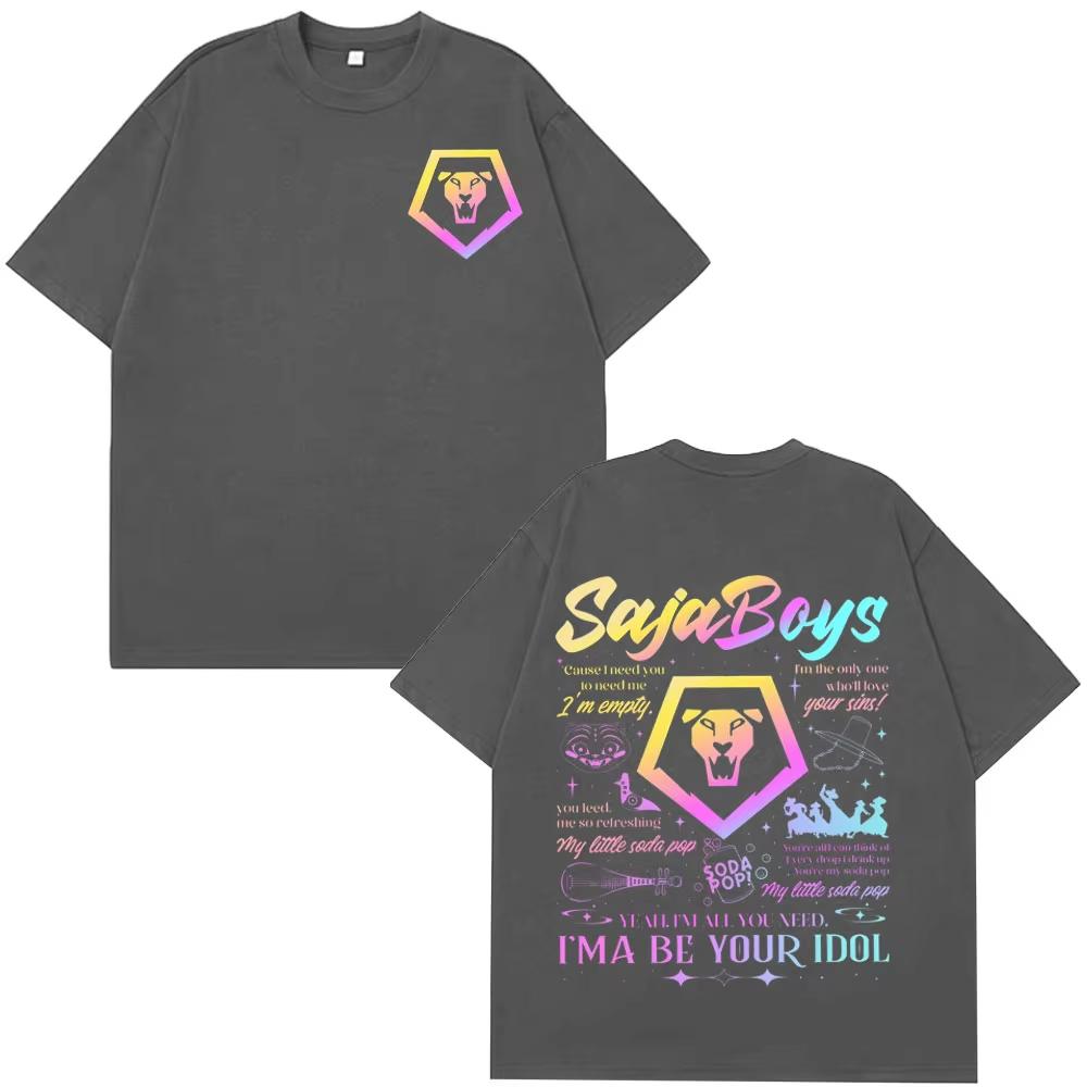 Kpop Saja Boys Demon Hunters Retro Graphic T-shirts Men's Women Aesthetic Tees Summer Cotton Casual Harajuku T Shirts Fan Gifts