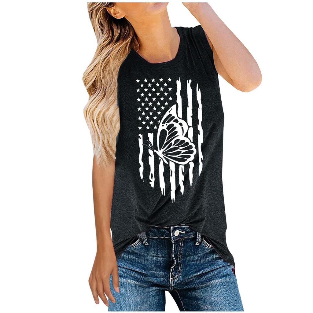Lässiges, lockeres Tanktop für Damen mit Aufdruck „Independence Day Series“