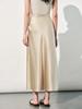 Women's High-Waisted Mulberry Silk Satin A-Line Skirt - Summer, Draped, Versatile, Light Luxury, Slimming Style