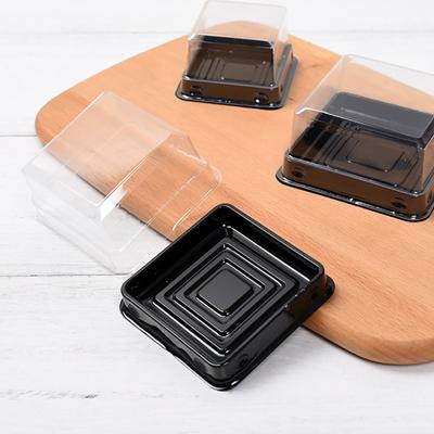 50 Takım Kek Kutusu Güzel Görünüm Tek Kullanımlık Plastik Şeffaf Kare Ay Kek Kabı Hamur İşleri için