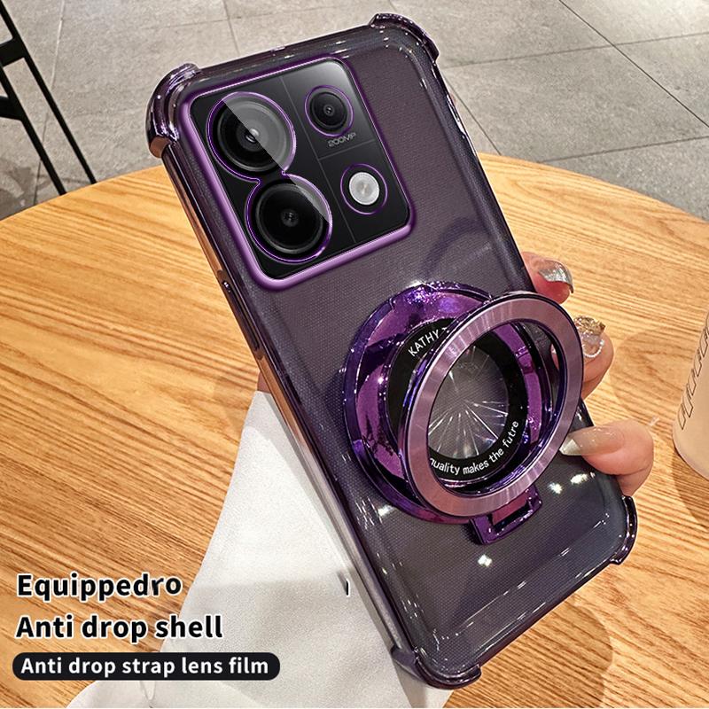 Shockproof Transparent Magnetic Bracket Case For Xiaomi Redmi Note 14 Pro+ 15 14C 14 Pro 14S 13C 13 Pro+ 13 Pro 13R 12C 12 Pro 12S 10C 10 11 Pro A5