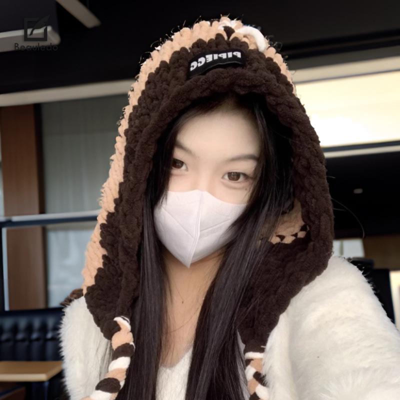 Korean Chunky Knit Women's Winter Hat - Large Fit, Handcrafted, Warm Wool Outdoor Beanie