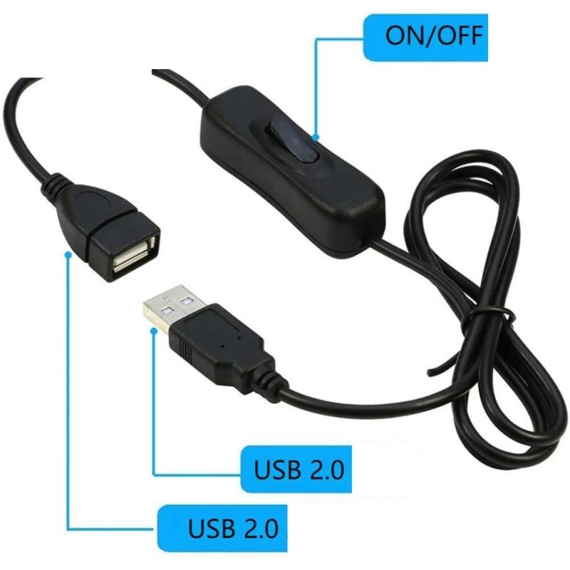 Convenient USB Male To Female Extension Cord Cable With Button Switches Support Power Supply For LED Strips And USB Fan