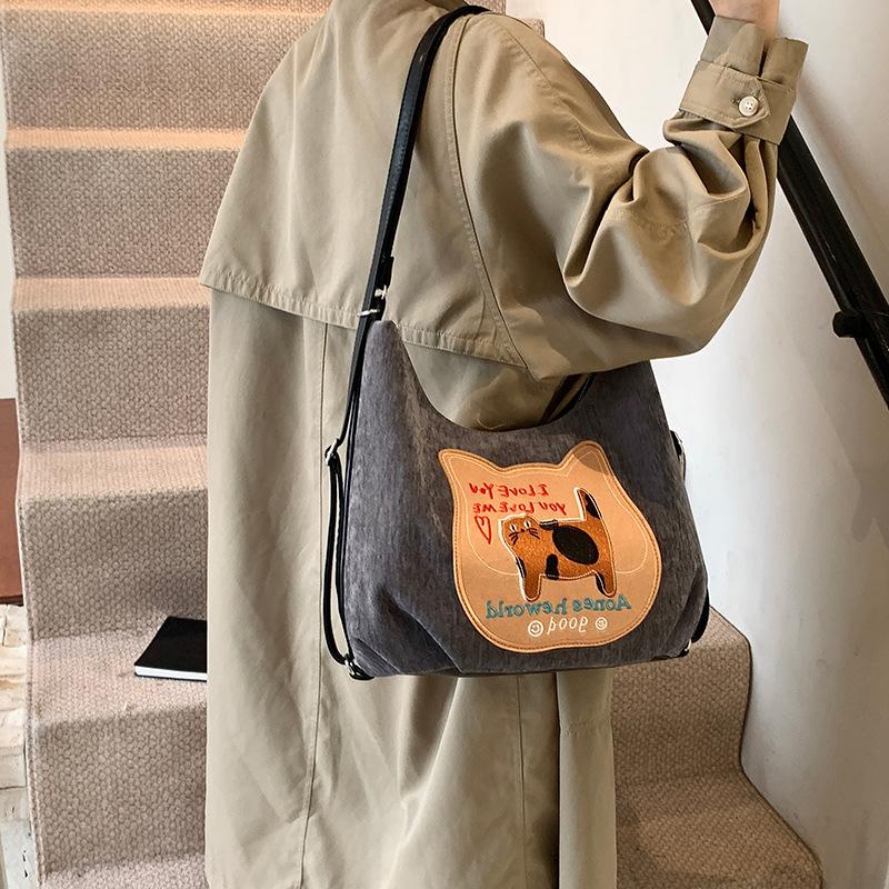 Commuter Backpack Bag Women's 2025 New College Style Tote Bag Large Capacity Shoulder Underarm Bag