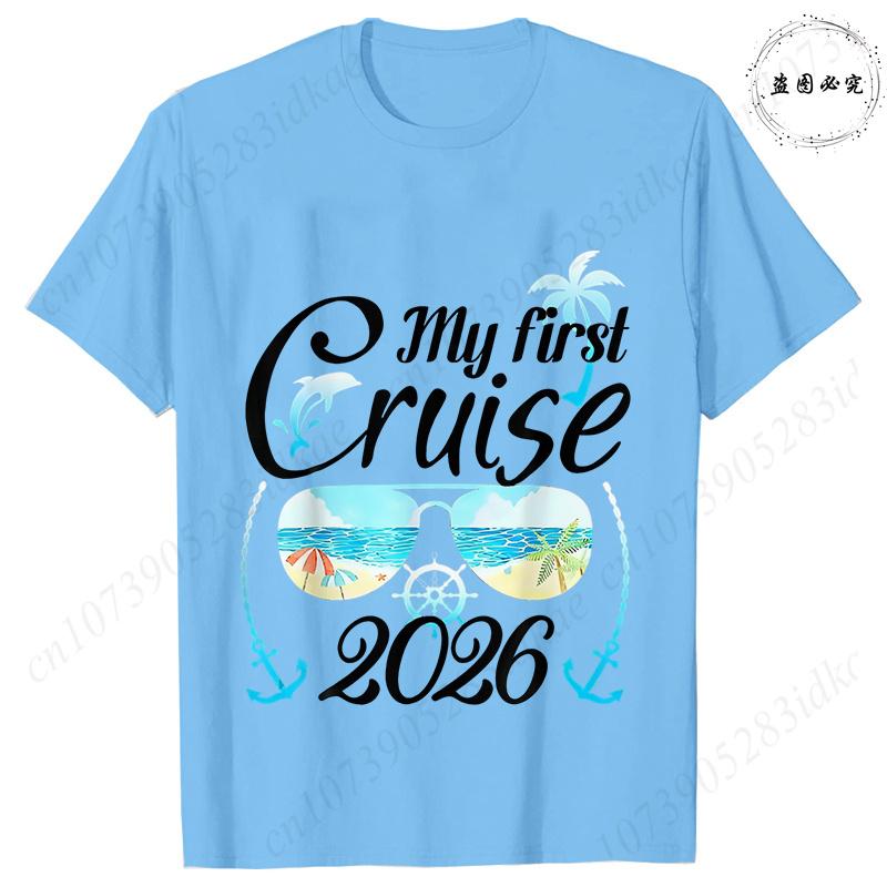 My First Cruise 2026 Tshirts for Women Sunglasses Beach Graphic  Short Sleeve Fashion Cruise Vacation Daily Wear Trendy Tees
