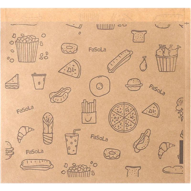 

50 шт. Жиронепроницаемый бумажный пакет, пакет из крафт-бумаги, пакет для упаковки пищевых продуктов, одноразовая упаковка в коробке для цветов ds none