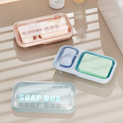 With Cover Double Soap Dishes Drainage Large Soap Holder New Soap Storage Box  Bathroom Travel