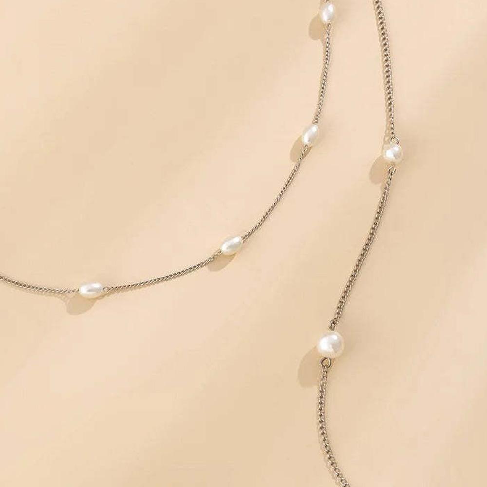 European and American simple pearl back chain sexy body chain bikini chain beach simple back chain body chain