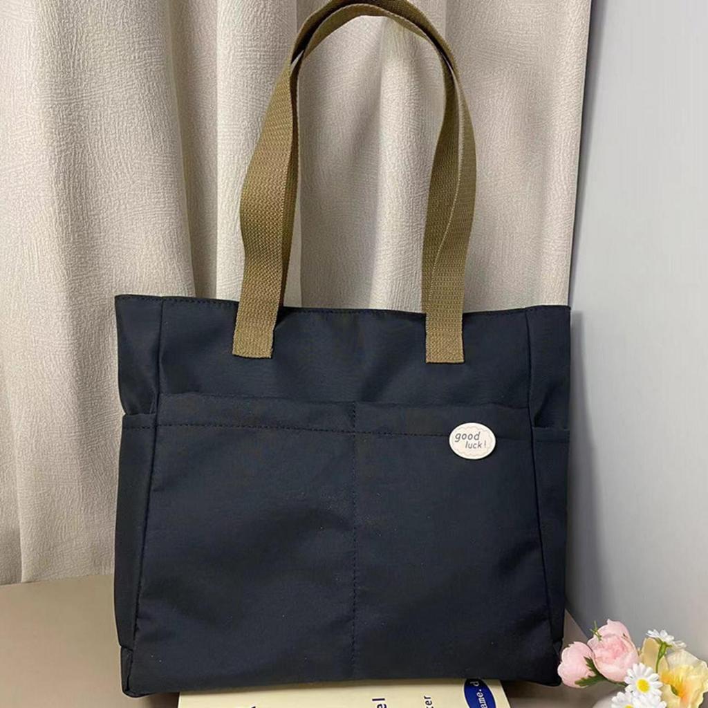 1Pc Women's Tote Bag Canvas Sewing Thread Large Capacity Advanced Sense Handbag Convenient Practical Female's Commuter Bag