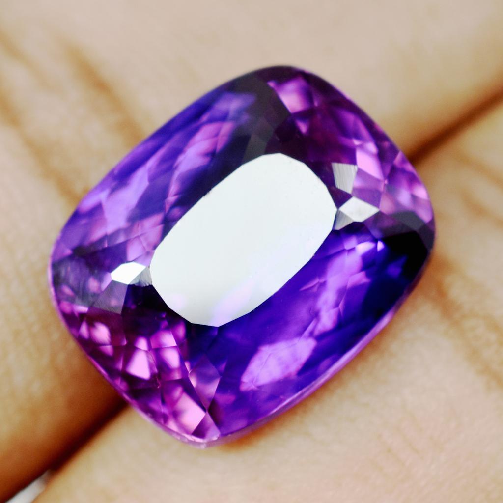 Rare CERTIFIED 15.40 Ct Purple Tanzanite Cushion Cut Natural Loose Gemstone