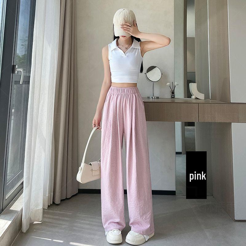 Women’s High-Waist Loose Wide-Leg Summer Pants - Lightweight Acetate Fabric