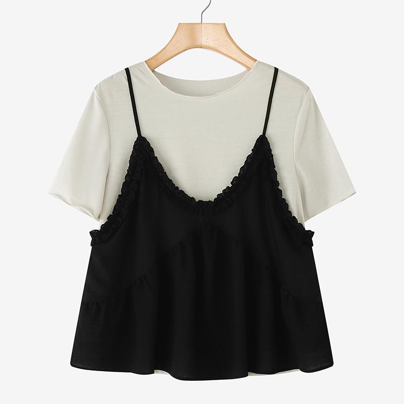 

ZANZEA Women Casual Round Neck Patchwork Summer Short Sleeve T-Shirt S сірий колір