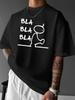 Bla Bla Bla Stick Figure Print Unisexs Crew Neck Short Sleeve Loose Casual Basic Summer Daily Soft Comfort Fit Wear Tee Shirt