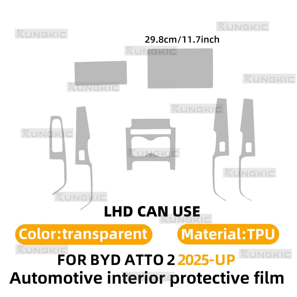 For BYD Yuan UP 2025 ATTO 2 Interior Film Transparent TPU PPF GPS Gear Panel Center Console Anti-scratch Protection Sticker