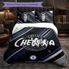 Chelsea FC Pattern 3 Pieces Bedding Set Soft Microfiber Duvet Cover with Pillow Cases for Bedroom