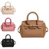 Solid Color Handheld Leather Bag With Lock Closure For Casual Outings