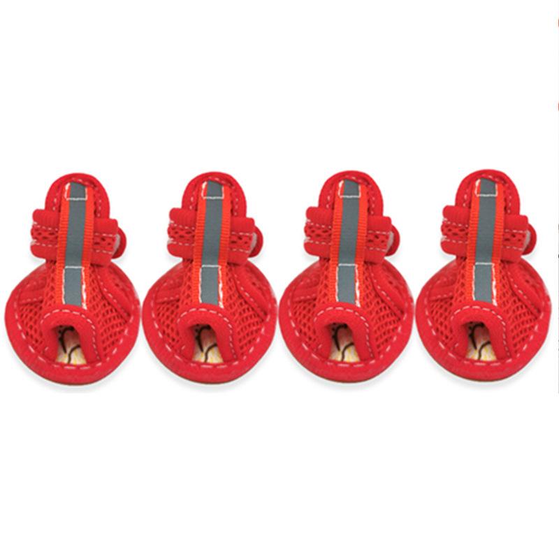 

4 шт./компл. розовые нескользящие летние туфли для собак, дышащие сандалии для маленьких собак, носки для домашних собак, кроссовки для собак, обувь для щенков и кошек, ботинки 1 XS красный