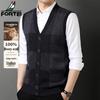 FORTEI Men's 100% Pure Wool V-Neck Buttoned Sweater Vest