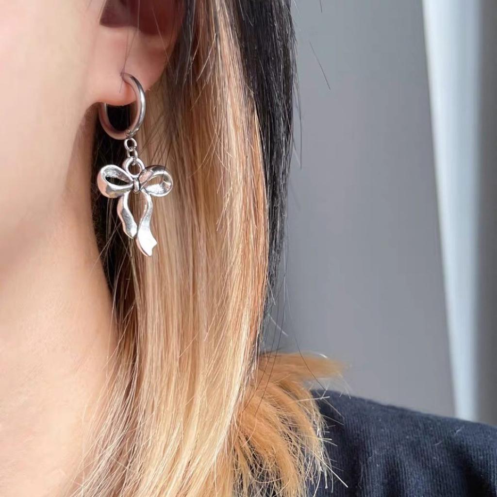 Fashion Pendant Earring Sweet Cool Bowknot/Thread Star Dangle Earrings Elegant Small Hoop Earrings Party Jewelry