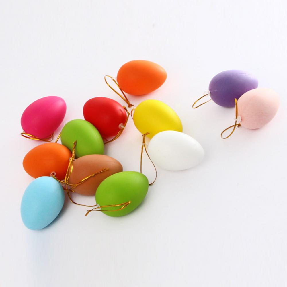 12/24Pcs Simulated Easter Eggs Colorful Durable Plastic Hanging Egg Decorations Kids DIY Egg Craft Kit For Easter Home Decor