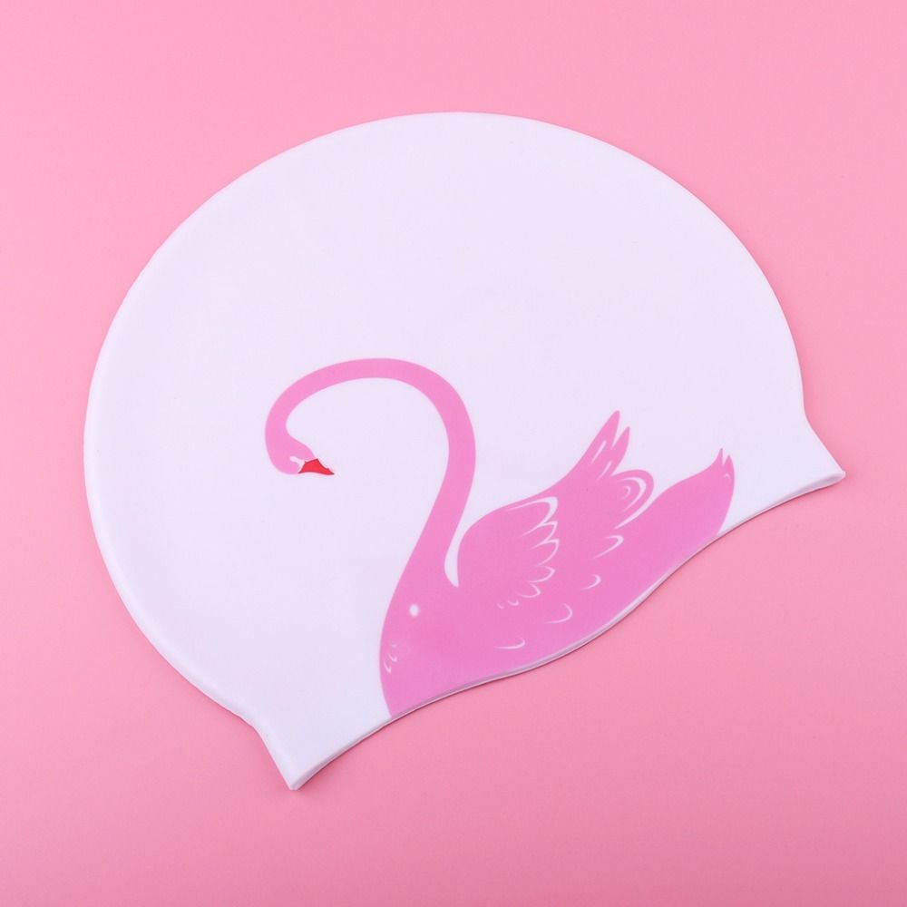 

Swan Pattern Swimming Cap Swan Print Diving Hat Surfing Swan Pattern Swim Cap for Swimming рожевий