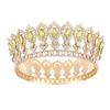 Round Princess Queen Tiara European Crystal Full Crown Metal Bridal Wedding Crowns  Birthday Party