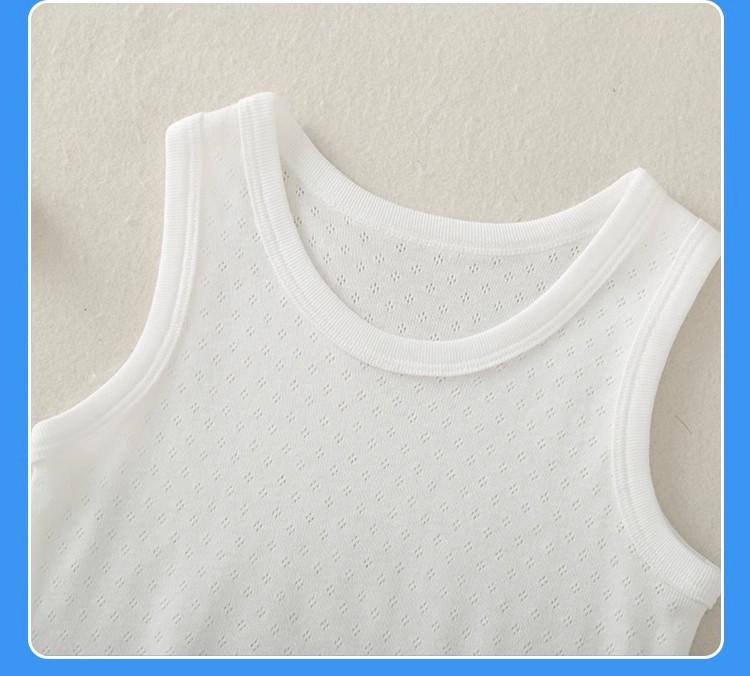 Children's Cotton Vest - Seamless Mesh Top, Solid Color, Round Neck, Loose Fit T-shirt for Boys and Girls
