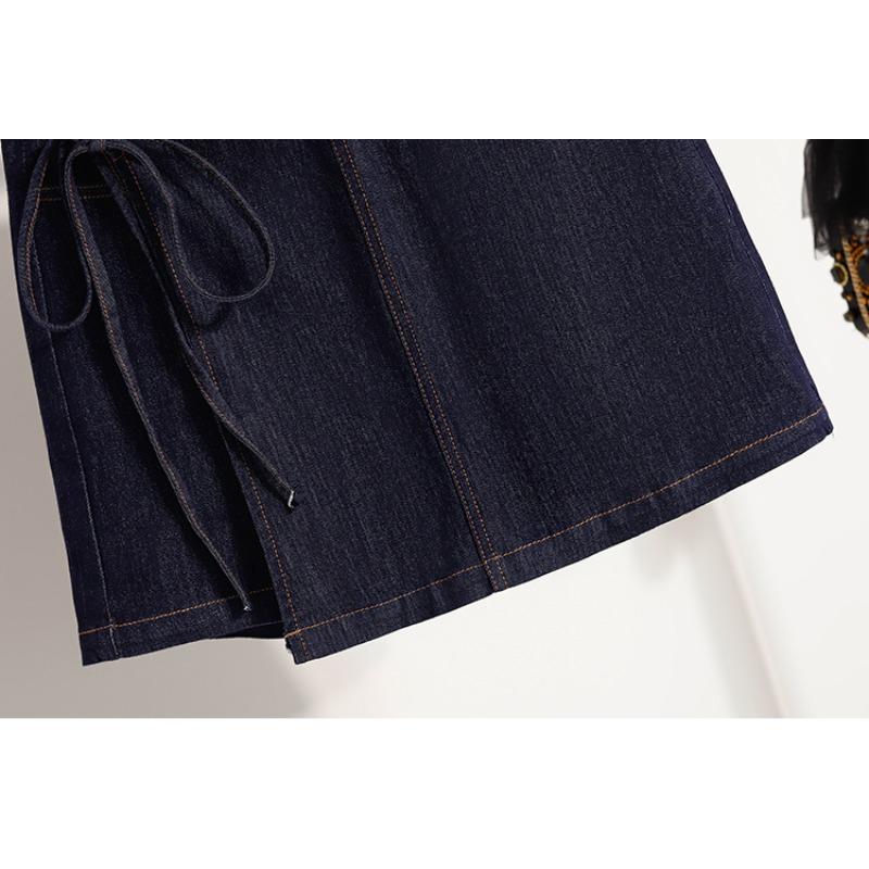 DIMANAF 2026 Primavera Estate Taglie Forti Donna Gonne Corte Pantaloni Jeans Vita Elastica Pantaloncini Oversize Denim Cotone tinta unita