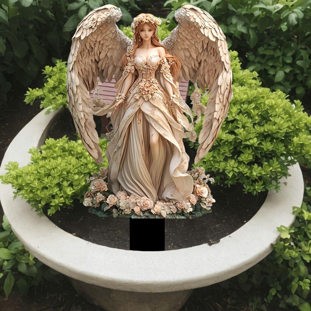 

Waterproof Fairies Garden Yard Sign Cute Fairy Girls Decoration Sculpture Desk бежевий