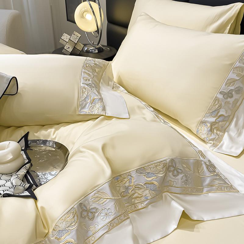 Svetanya Embroidery Bedding Set 100s Egyptian Cotton Bed Linens Sheet Pillowcase Comforter Cover Set Underwear