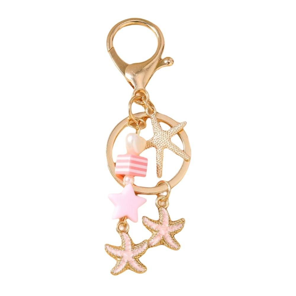 Enamel Design Marine Life Keychain Crystal Pendant Starfish Keychain Shell Keychain  DIY Jewelry Style-4