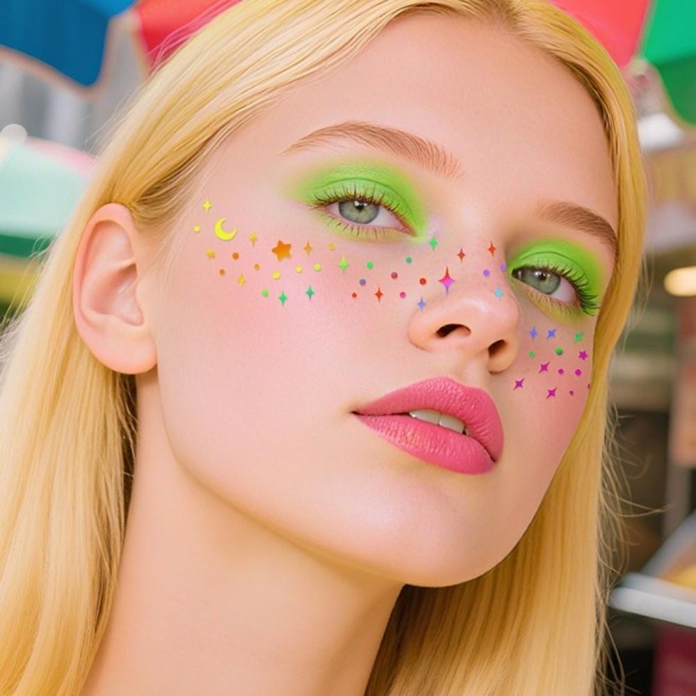 DIY Face Temporary Tattoo Fish Scale Moon Star Face Tattoo Sticker  Women