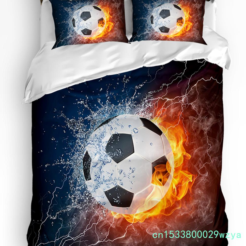 3-teiliges Bettwäsche-Set Fußball Fußbaldfeld Heimtextilien Bettbezug Kissenbezug Junge Kind Teenager Mädchen Bettwäschebezüge Set